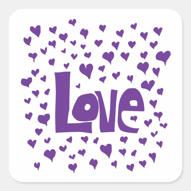 Pegatina Cuadrada Corazones de Amor (Anverso)