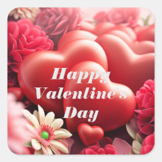 Pegatina Cuadrada Corazones de amor