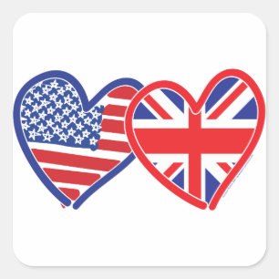 Pegatina Cuadrada Corazones de bandera de la Unión de Bandera de Est