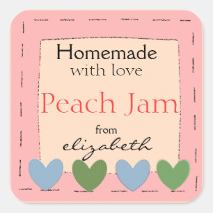 Pegatina Cuadrada Corazones de campo caseros