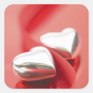 Pegatina Cuadrada Corazones de cinta