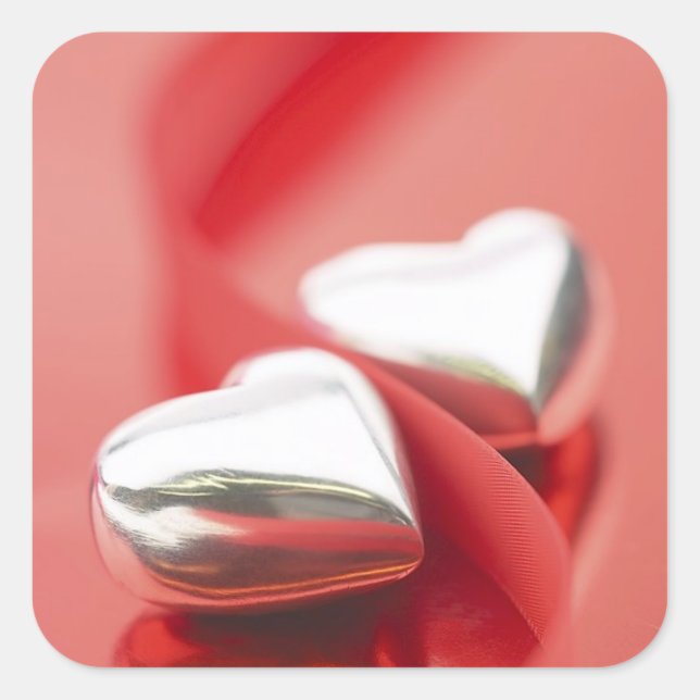 Pegatina Cuadrada Corazones de cinta (Anverso)
