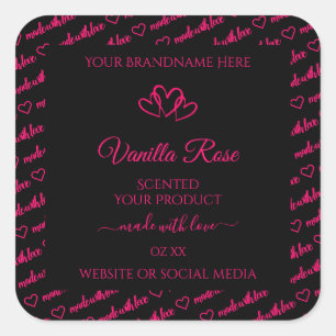 Pegatina Cuadrada Corazones de etiquetas de producto de nube de pala