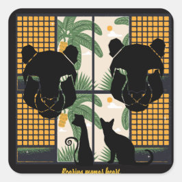 Pegatina Cuadrada Corazones de Pumas rugientes