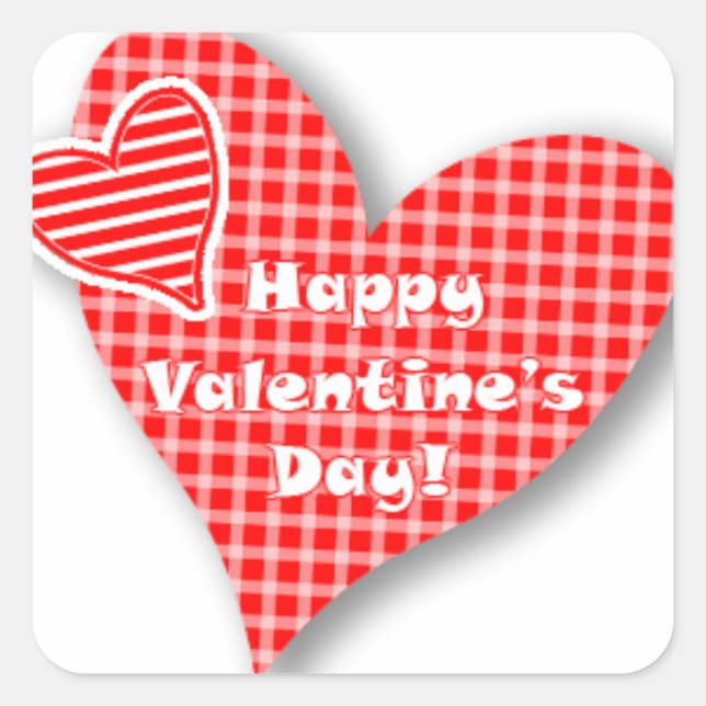 Pegatina Cuadrada Corazones de San Valentín (Anverso)