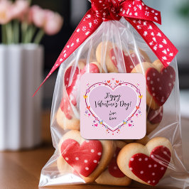 Pegatina Cuadrada Corazones de San Valentín de niños lindos