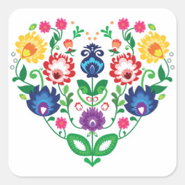 Pegatina Cuadrada 💜 💓 corazones inspirados por el folk