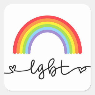 Pegatina Cuadrada Corazones LGBT y arrebatos de lluvia