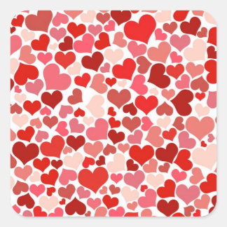 Pegatina Cuadrada Corazones Lindos