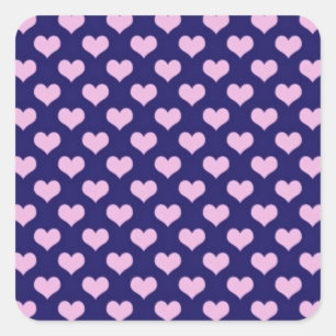Pegatina Cuadrada Corazones Púrpura Y Rosa