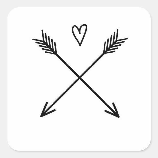 Pegatina Cuadrada Corazones y Flechas (Anverso)