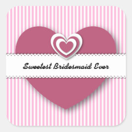 Pegatina Cuadrada Corazones y rayas A01D más dulces de BRIDESMAID
