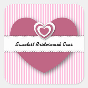 Pegatina Cuadrada Corazones y rayas A01D más dulces de BRIDESMAID