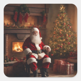Pegatina Cuadrada Corbata de Navidad – Fiesta Navideña