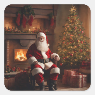 Pegatina Cuadrada Corbata de Navidad – Fiesta Navideña