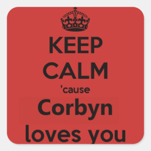 Pegatina Cuadrada Corbyn le ama