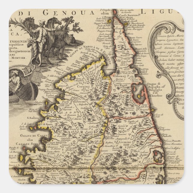 Pegatina Cuadrada Córcega (Anverso)