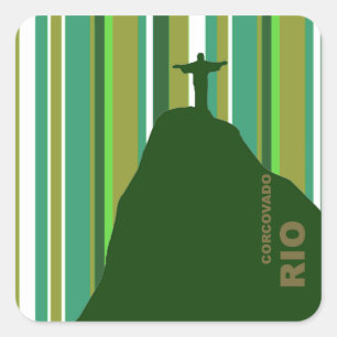 Pegatina Cuadrada Corcovado Cristo Redentor Río el Brasil