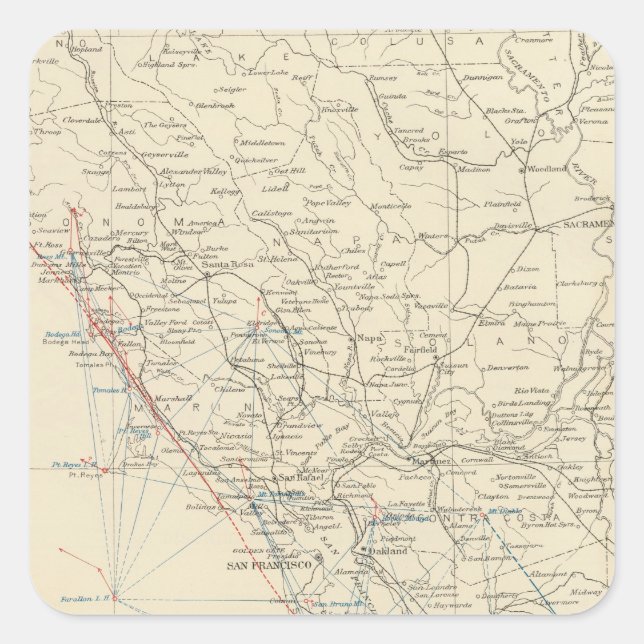 Pegatina Cuadrada Cordillera de California (Anverso)