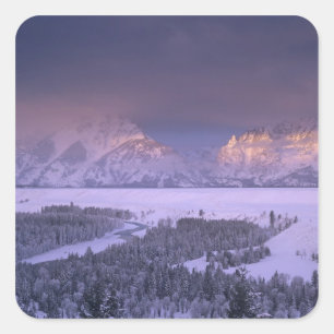 Pegatina Cuadrada Cordillera Teton desde Snake River Overlook, Grand