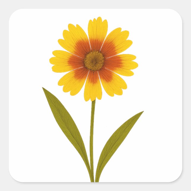 Pegatina Cuadrada Coreopsis — Alegría (Anverso)