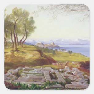 Pegatina Cuadrada Corfú de Ascensión, c.1856-64 (aceite sobre lienzo