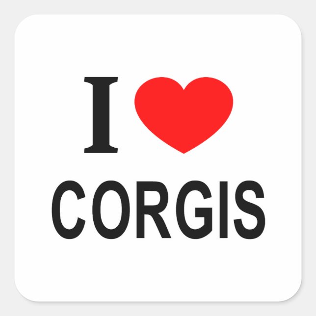 PEGATINA CUADRADA ❤️ CORGIS ME ENCANTA CORGIS I HEART CORGIS (Anverso)