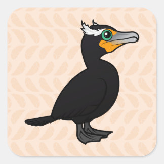 Pegatina Cuadrada Cormorant Birdorable de doble cresta