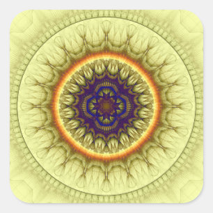 Pegatina Cuadrada Cornamwant de círculo amarillo