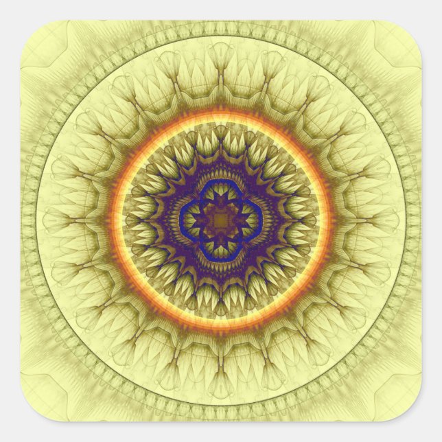 Pegatina Cuadrada Cornamwant de círculo amarillo (Anverso)