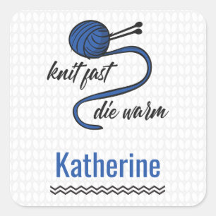 Pegatina Cuadrada Cornflower Blue Knit Fast, muere caliente