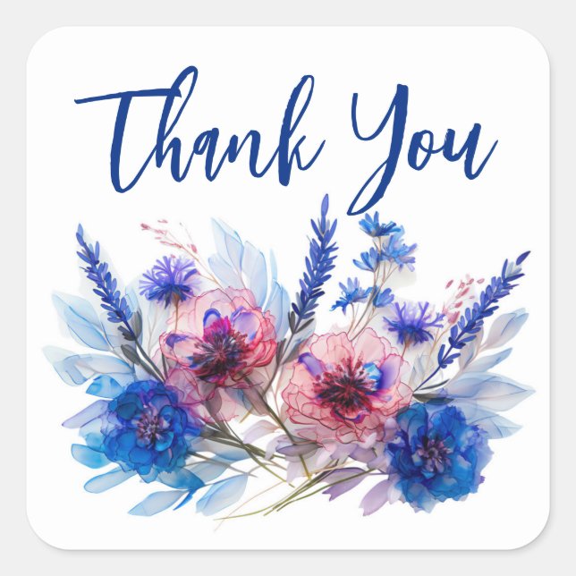 Pegatina Cuadrada 💍 Cornflowers & Lavender (Anverso)