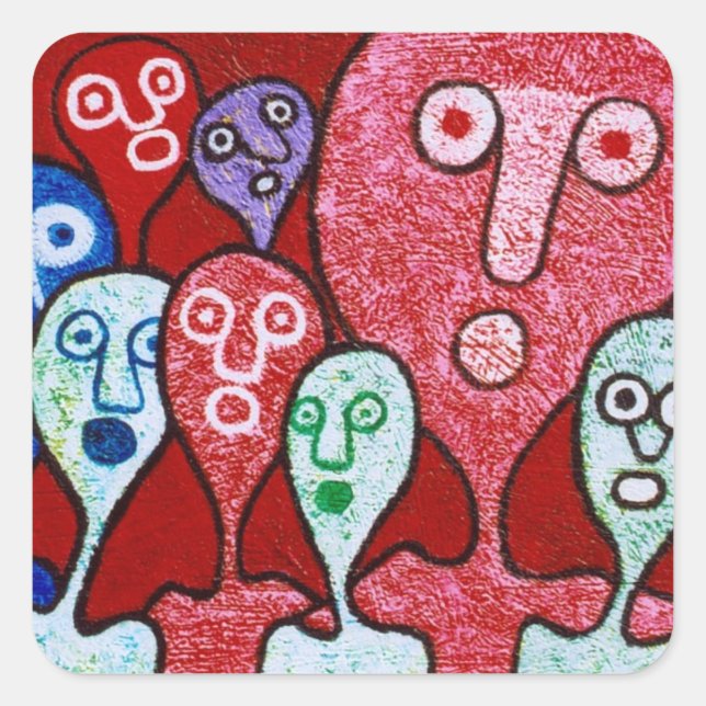 Pegatina Cuadrada Coro de cabeza de aire (Anverso)