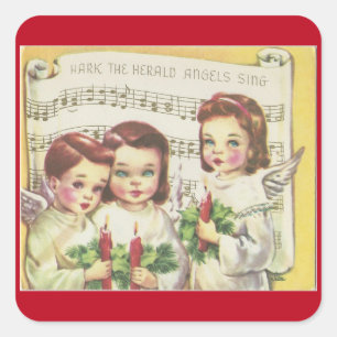 Pegatina Cuadrada Coro navideño vintage