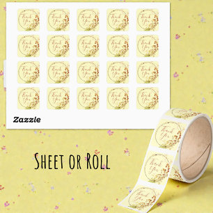 Pegatina Cuadrada Corona de flores otoñales en amarillo pastel de ag