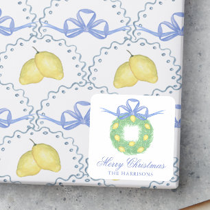 Pegatina Cuadrada Corona de limones Amalfi acuarela Regalo Enclosure
