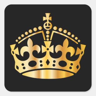 Pegatina Cuadrada Corona de oro Keep Calm - Cambiar fondo