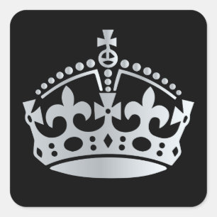 Pegatina Cuadrada Corona de plata Keep Calm - Cambiar fondo