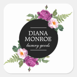 Pegatina Cuadrada Corona floral moderna