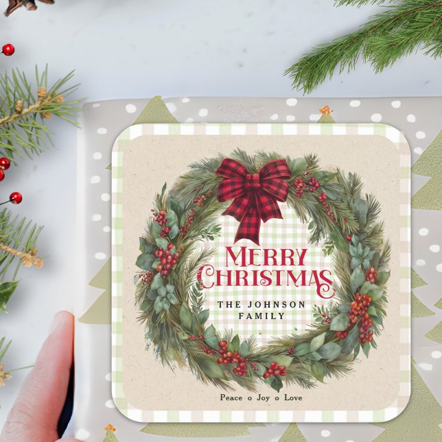 Pegatina Cuadrada Corona rústica de cuadros Nombre de la familia Nav (Subido por el creador)