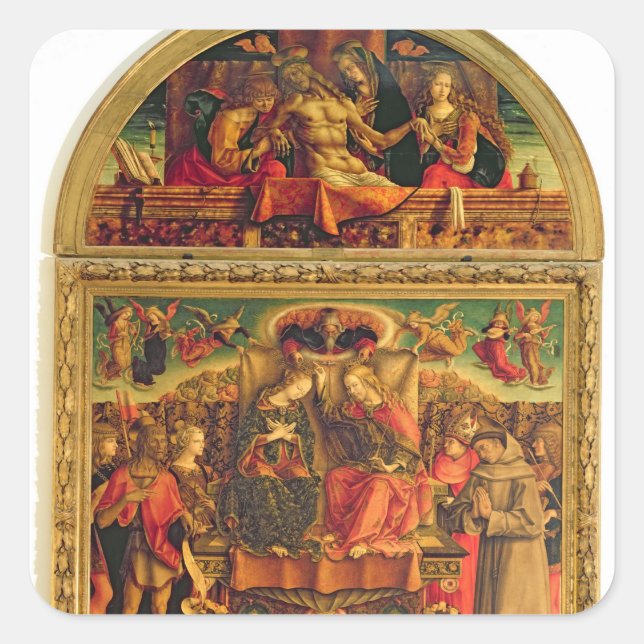 Pegatina Cuadrada Coronación de la Virgen (Anverso)