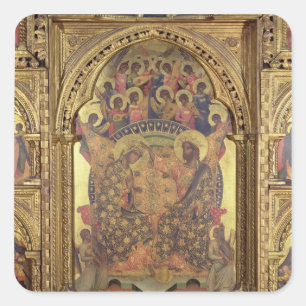 Pegatina Cuadrada Coronación de la Virgen (detalle del polyptych)