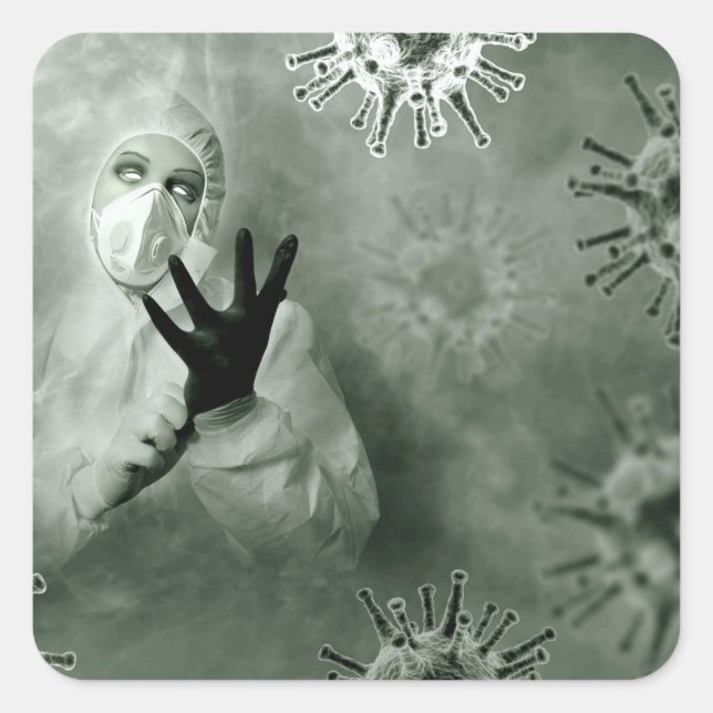 Pegatina Cuadrada Coronavirus Nurse (Anverso)