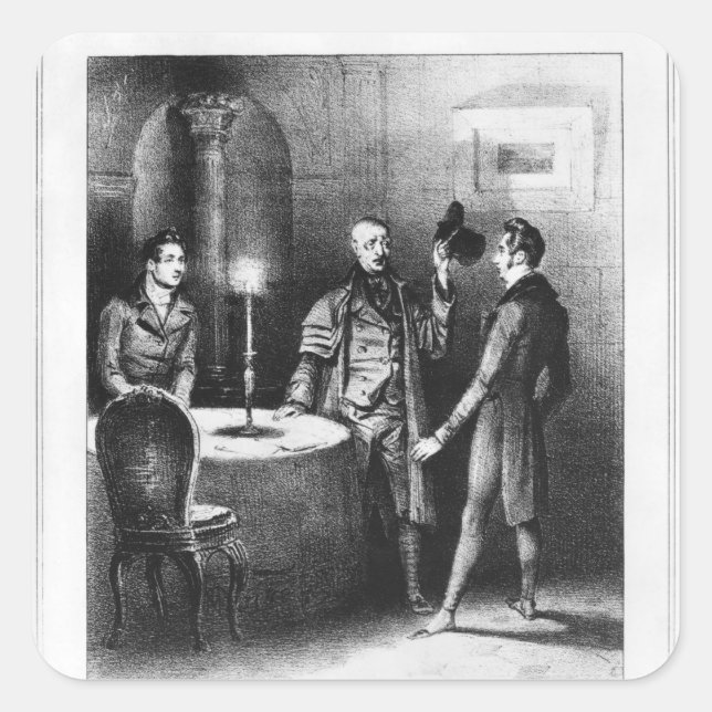 Pegatina Cuadrada Coronel Chabert, ilustracion Le Colonel (Anverso)