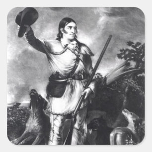 Pegatina Cuadrada Coronel Davy Crockett