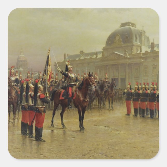 Pegatina Cuadrada Coronel de La Rochetulon (Anverso)