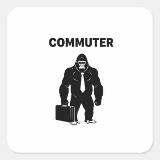 Pegatina Cuadrada Corporate Jungle: Muscular Gorilla Commuter