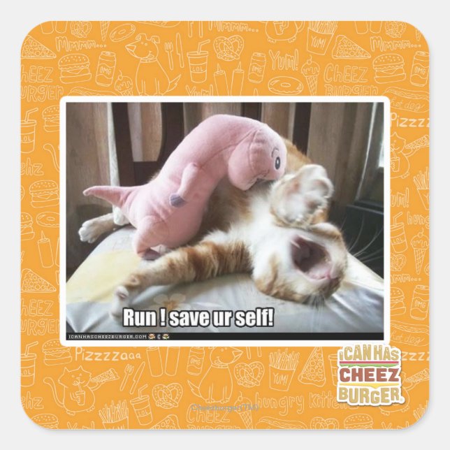 Pegatina Cuadrada ¡Corre! ¡Sálvate! (Anverso)