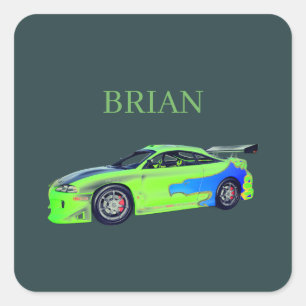 Pegatina Cuadrada Correcaminos Esmeralda del Horizonte Verde