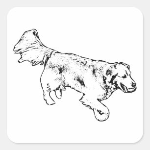 Pegatina Cuadrada Corredor con tinta con brillo de cosecha